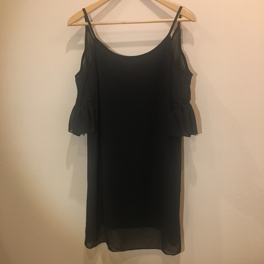 Black off the shoulder sheer dress